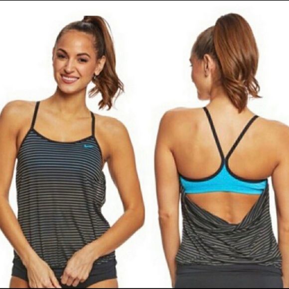 Nike Other - NIKE Layered Sport Swim Tankini Top Stripe NWT Sm